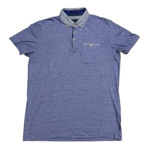 118 TED BAKER Men’s Cotton Short Sleeve Polo - Blue, Sz 2 [Small]
